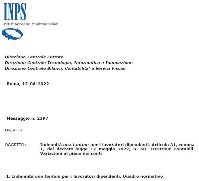 Inps ha pubblicato una circolare su una tantum 200 euro