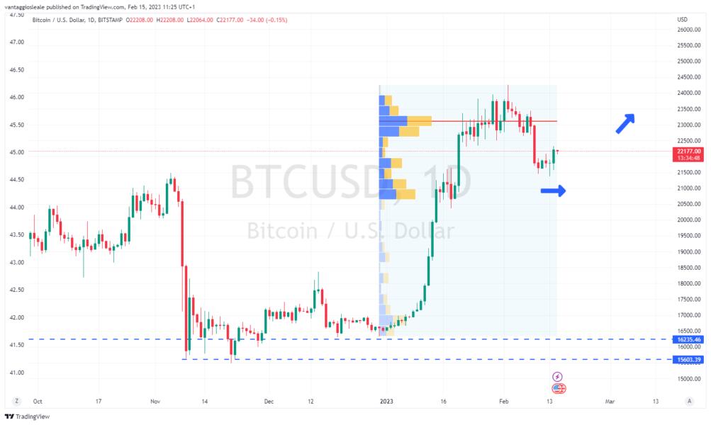 Bitcoin scivola a 21.800$, ma si riprende in fretta