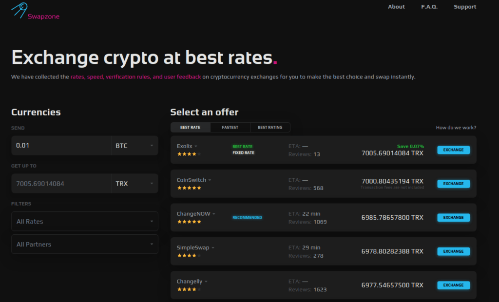 How to Track Your Crypto Exchanges on Swapzone